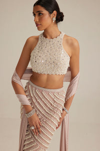 Ash Pink Pearl Drop Pencil Skirt Set