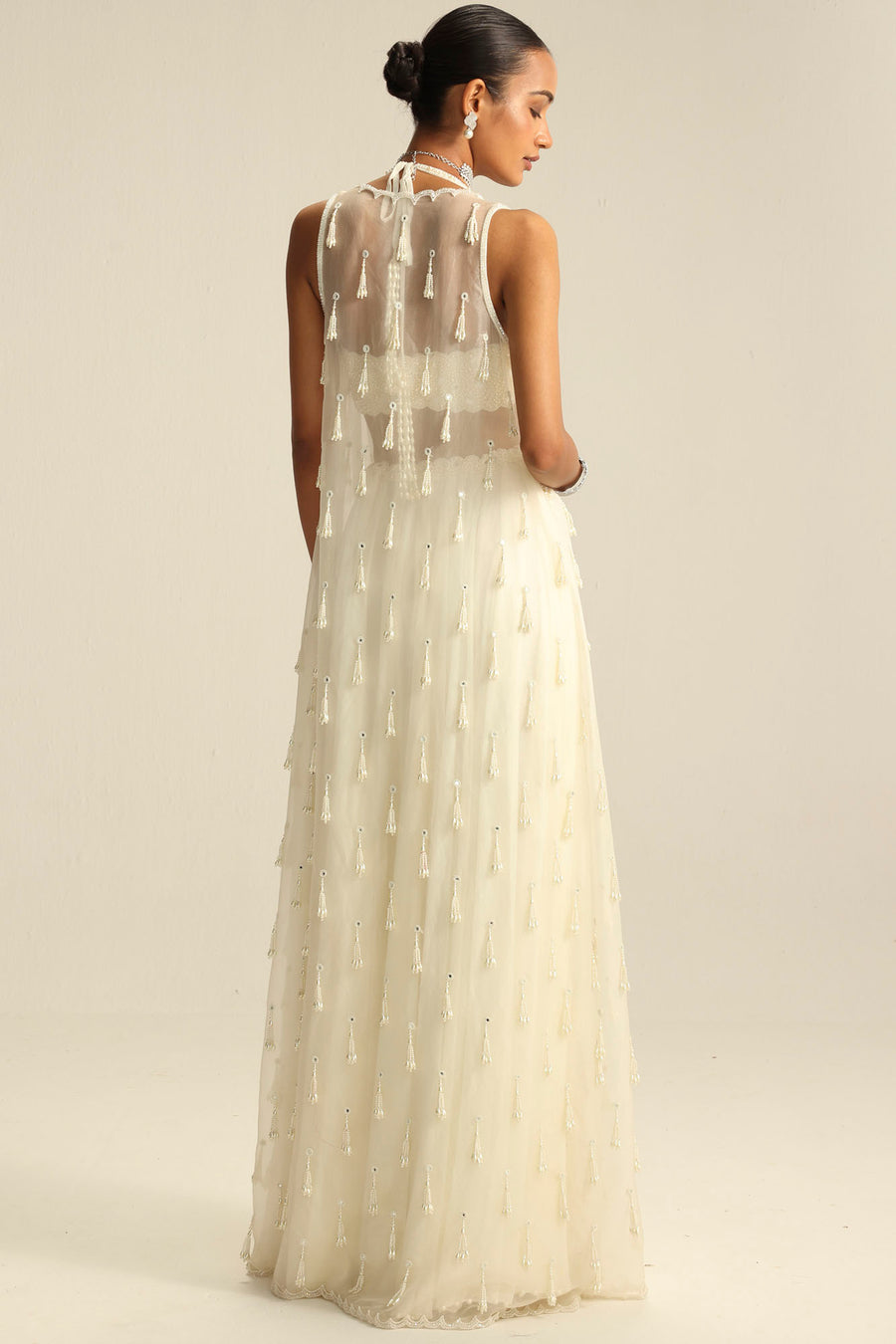 Off White Pearl & Mirror Jacket Set