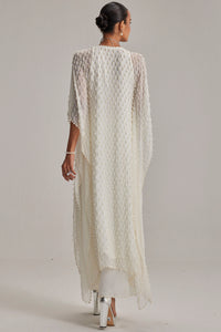 Off White Pearl Drop Kaftaan Set
