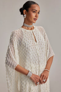Off White Pearl Drop Kaftaan Set