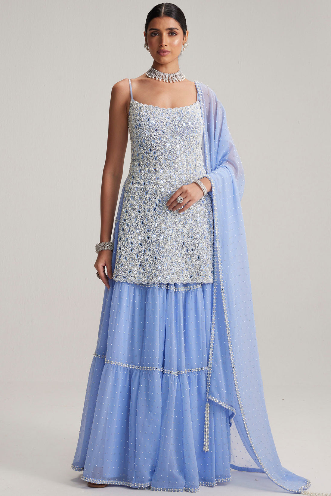 Dew Blue Kurta & Sharara Set
