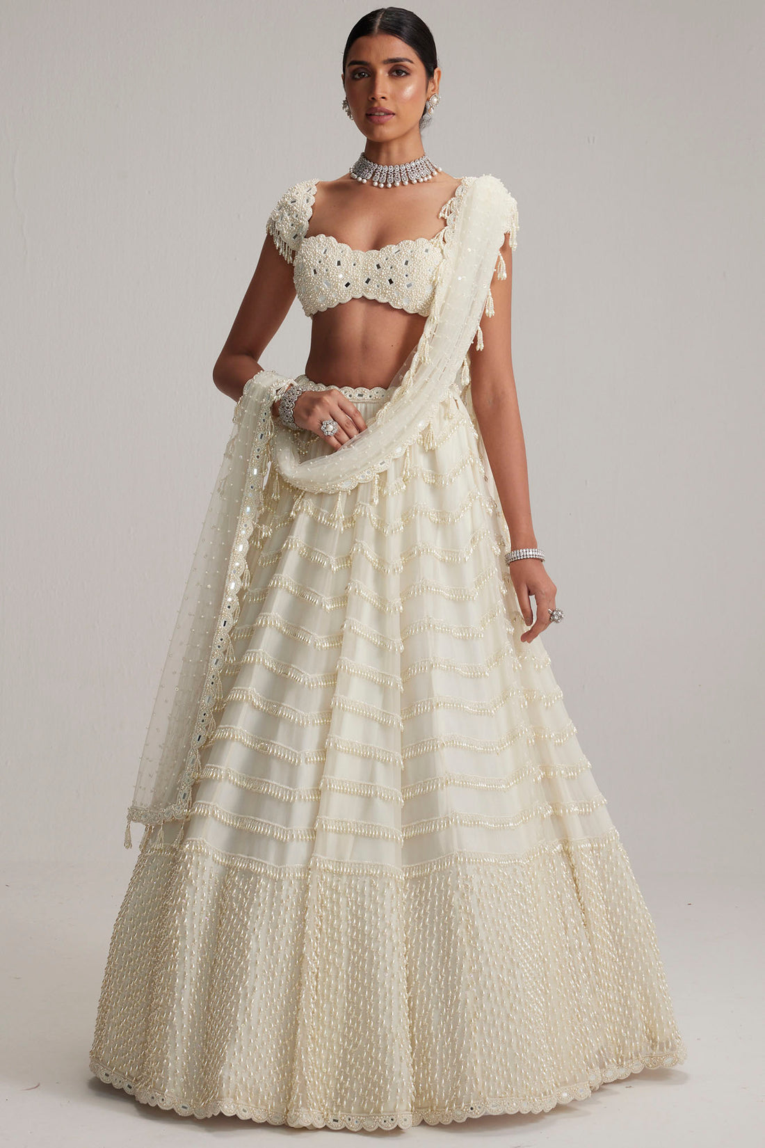 Off White Bridal Lehenga Set