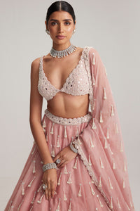 Dusty Rose Mirror & Pearl Lehenga Set