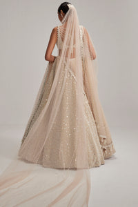 Light Beige Dense Mirror & Pearl Lehenga Set