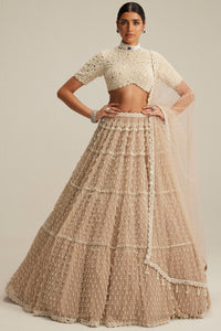 Light Beige Multi Tier Lehenga Set