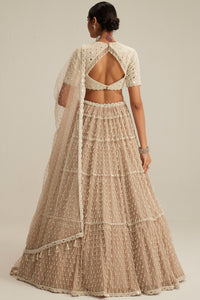 Light Beige Multi Tier Lehenga Set