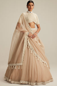Light Beige Mirror & Pearl Lehenga