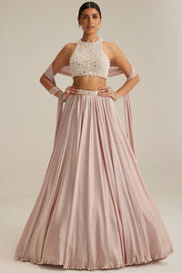 Ash Pink Satin Skirt Set
