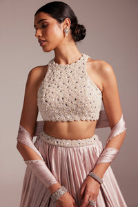 Ash Pink Satin Skirt Set