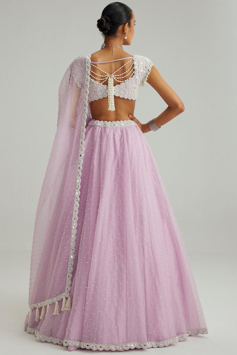 Lavender Mirror & Pearl Lehenga Set