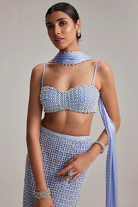 Dew Blue Pencil Skirt Set