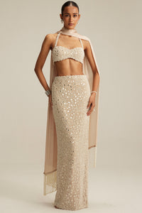 Light Beige Pencil Skirt Set