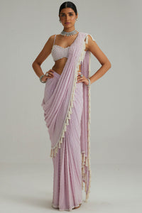 Lavender Draped Saree Set