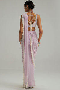 Lavender Draped Saree Set