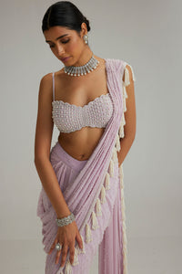 Lavender Draped Saree Set