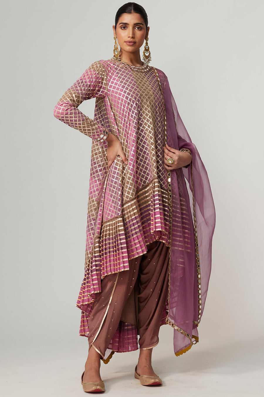 Mud Mauve Multicolour Dhoti Kurta Set