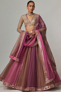 Mud Mauve Lehenga with V-Neck Blouse