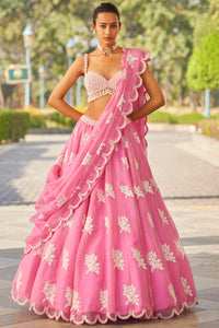 Pink Flower Lehenga Set