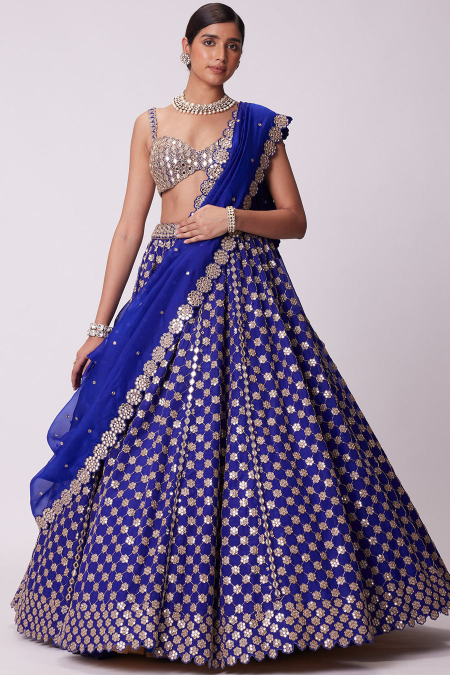 Persian Blue Flower Lehenga Set