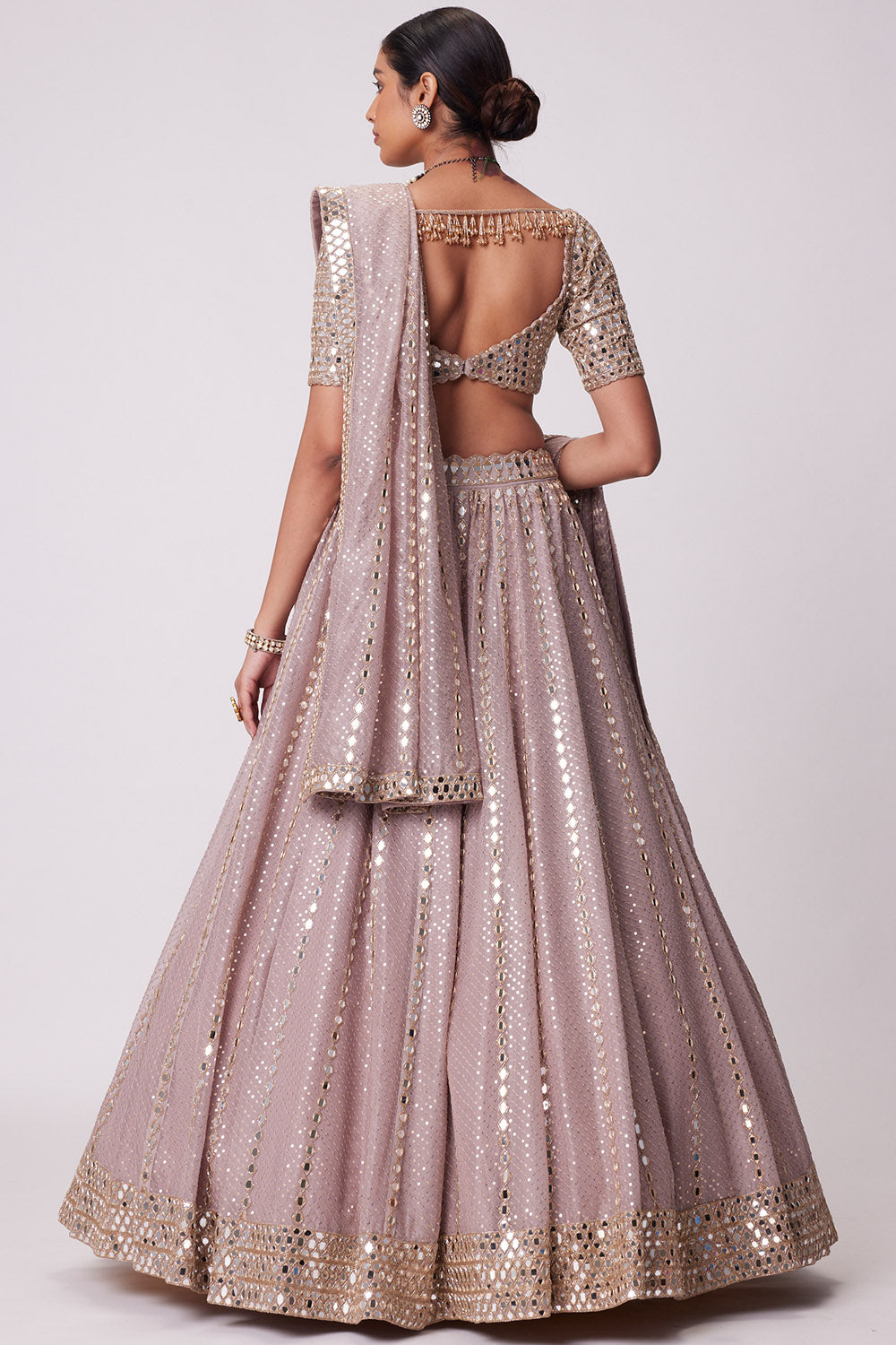 Ash Pink Sequin Lehenga Set