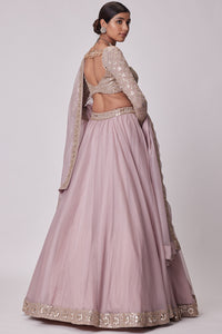 Ash Pink Organza Lehenga Set