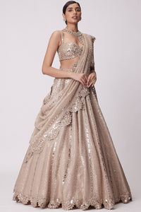 Light Beige Sequin Lehenga Set