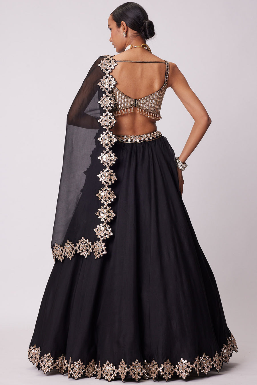 Black Organza Lehenga Set