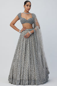 Crystal Grey Sequins Lehenga Set