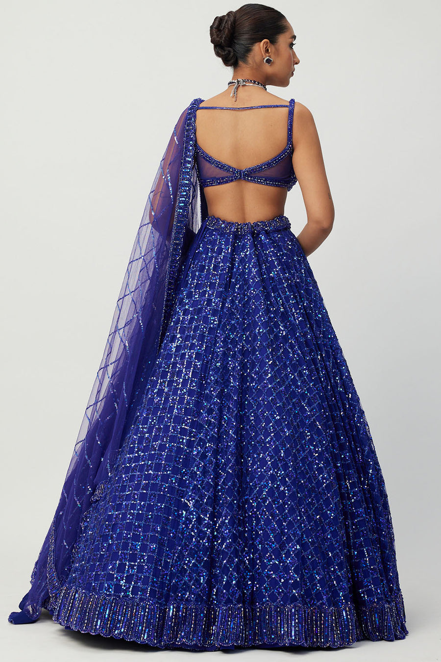 Cocktail Blue Sequins Lehenga Set