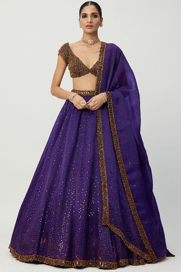 Purple Sequins Lehenga Set