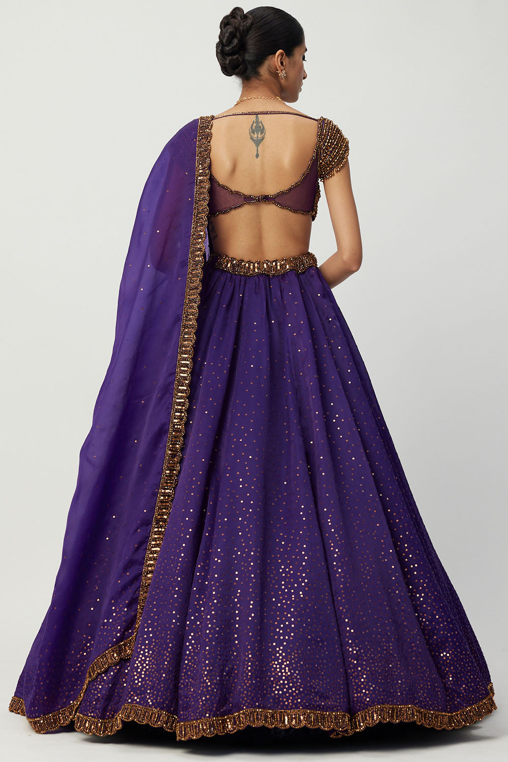 Purple Sequins Lehenga Set