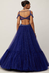 Cocktail Blue Tulle Lehenga Set