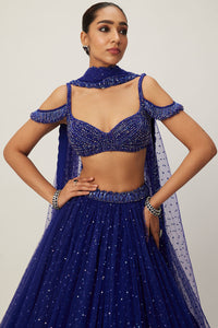 Cocktail Blue Tulle Lehenga Set