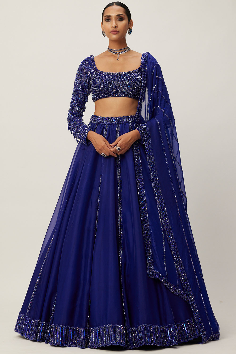 Cocktail Blue Organza Lehenga Set