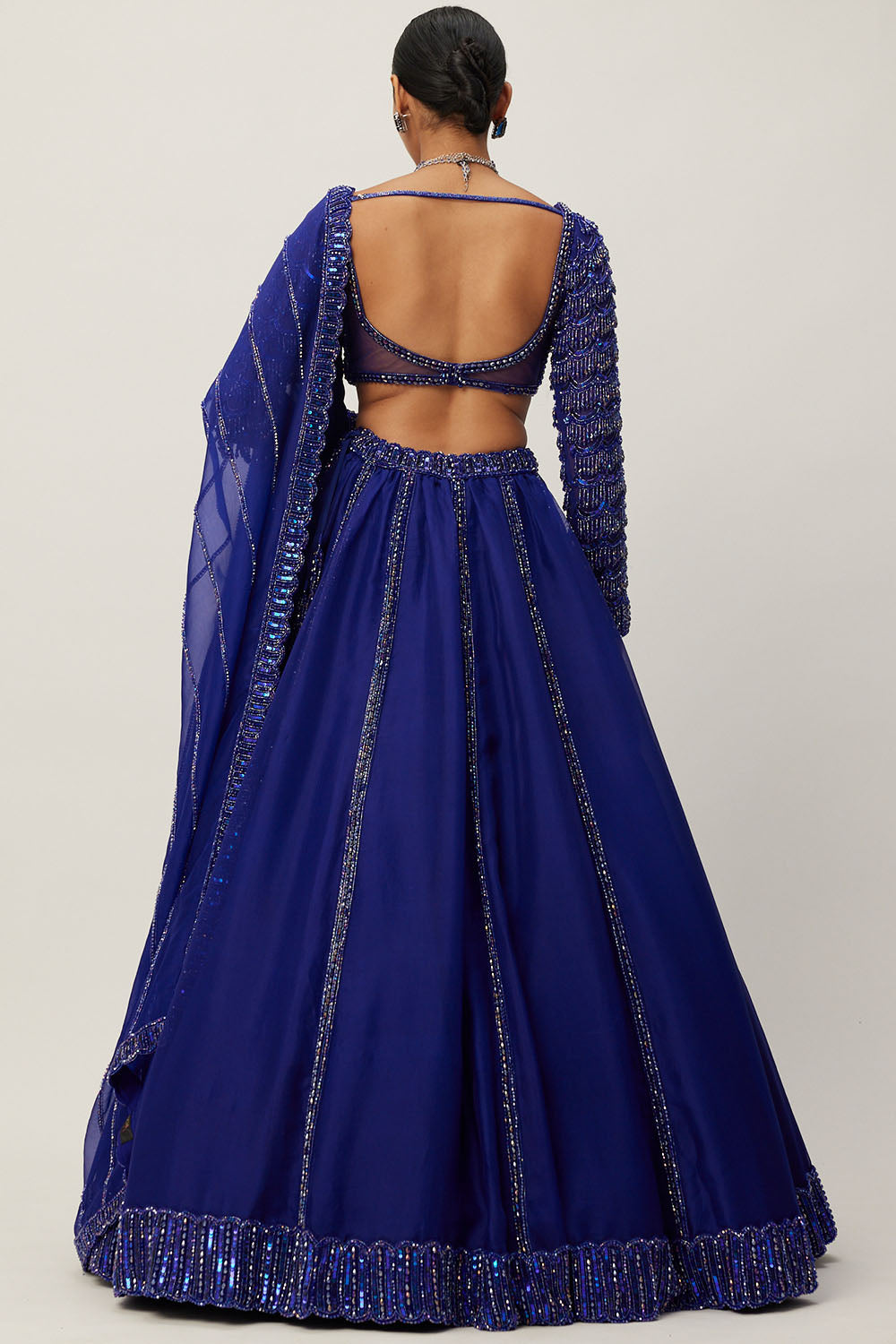 Cocktail Blue Organza Lehenga Set