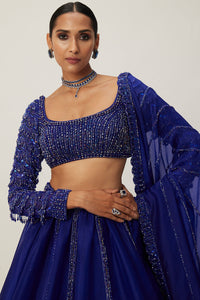 Cocktail Blue Organza Lehenga Set