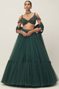 Jade Green Tulle Lehenga Set