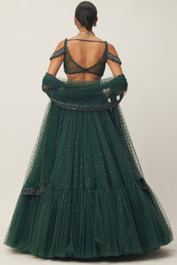 Jade Green Tulle Lehenga Set