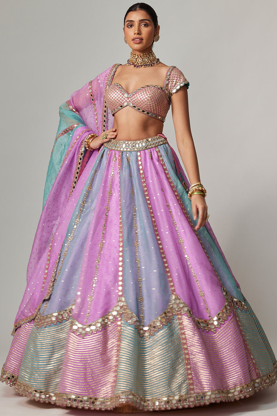 Mauve Multicolor Lehenga Set