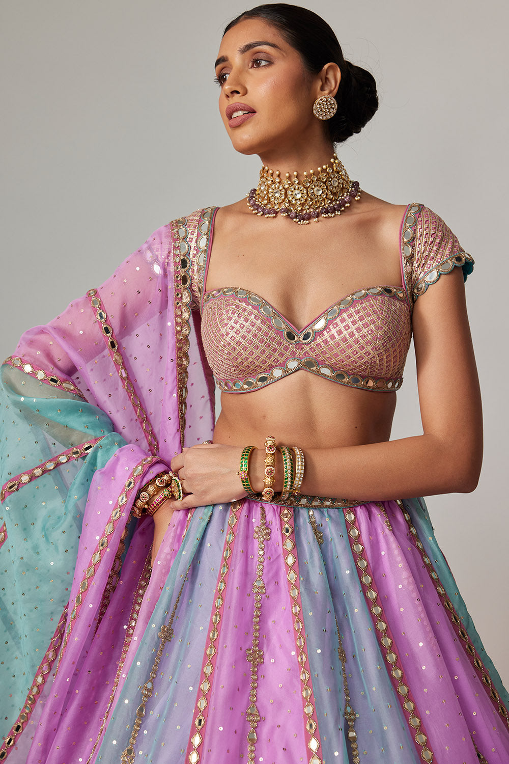 Mauve Multicolor Lehenga Set