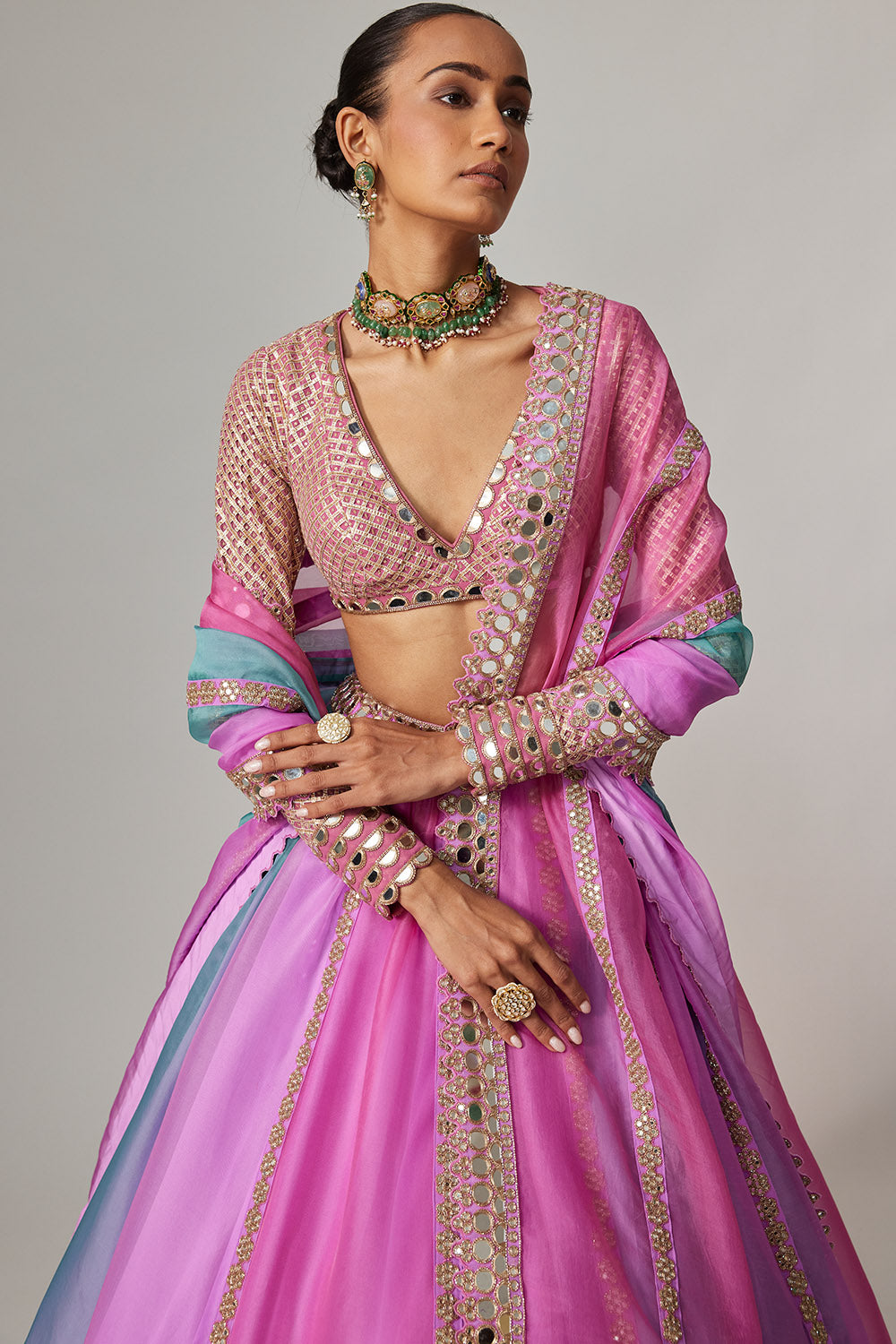 Mauve Multicolor Lehenga Set