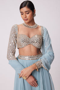 Powder Blue Lehenga Pants Set