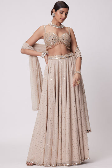 Light Beige Georgette Lehenga Pants Set