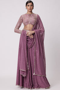 Mud Mauve Embroidered Lehenga Pants Set