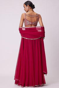 Crimson Red Lehenga Pants Set