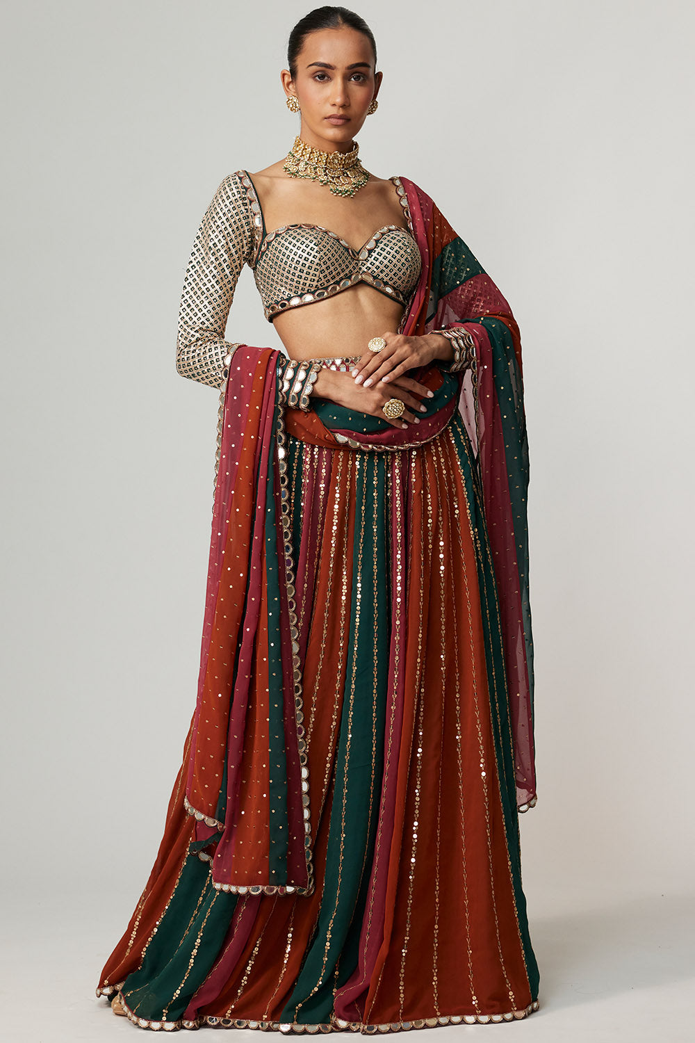Cranberry Lehenga Pants Set