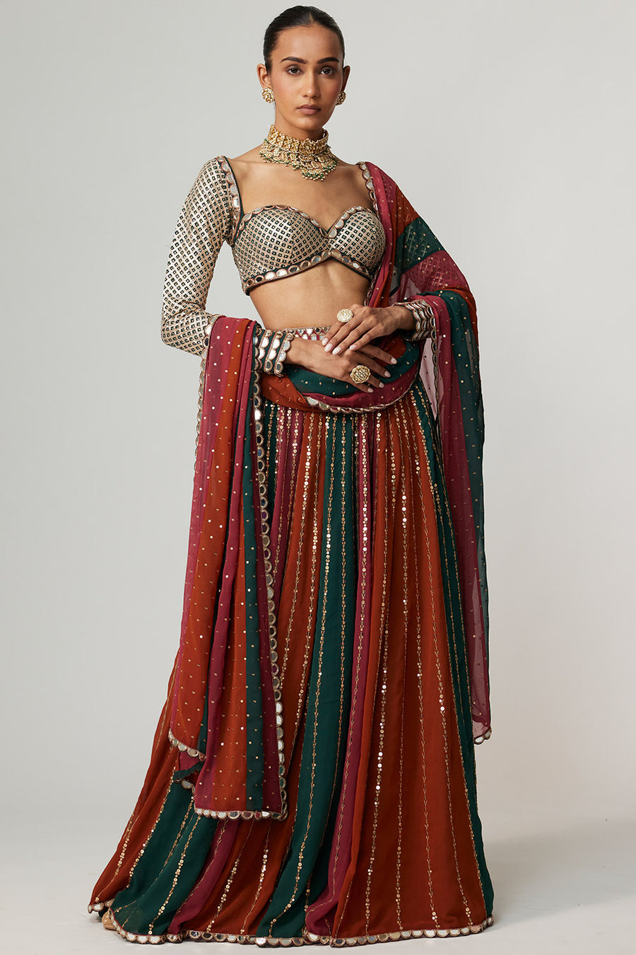Cranberry Lehenga Pants Set
