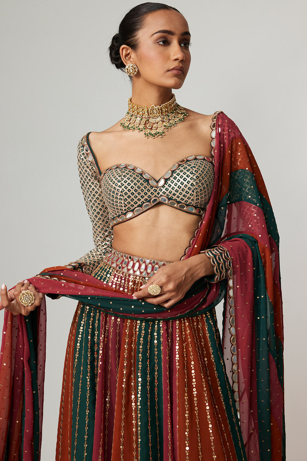 Cranberry Lehenga Pants Set