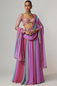 Mauve Multicolour Lehenga Pants Set