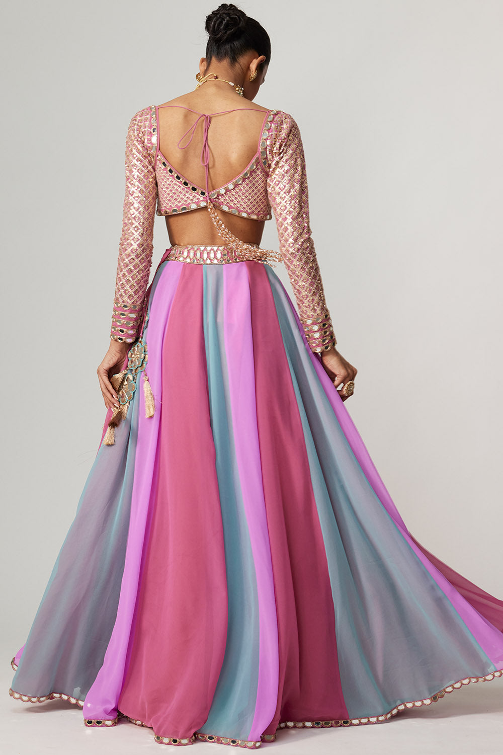 Mauve Multicolour Lehenga Pants Set